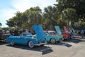 Classic american cars in a perfect row